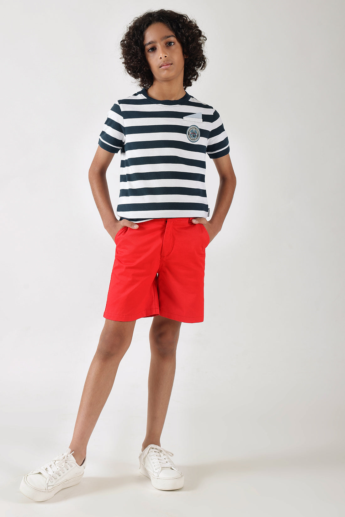 Boys Blue Regular Fit Short Sleeve Striped T-Shirt by One Friday