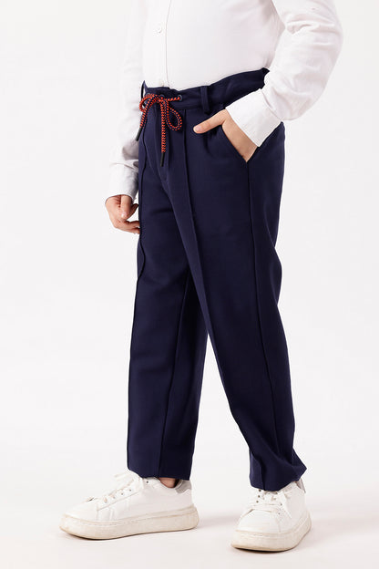 Boys Navy Blue Lycra Trouser