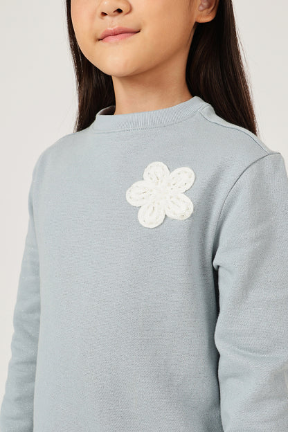 Girls Solid Cotton Knit Full Sleeve Dress