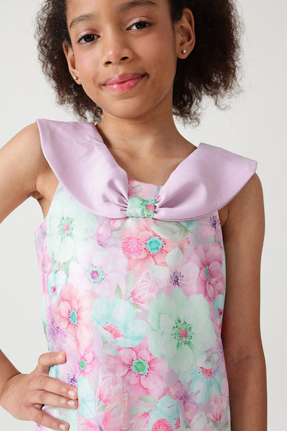 The Girls Multi Color A-Line Off-Shoulder Floral Printed Dress by One Friday