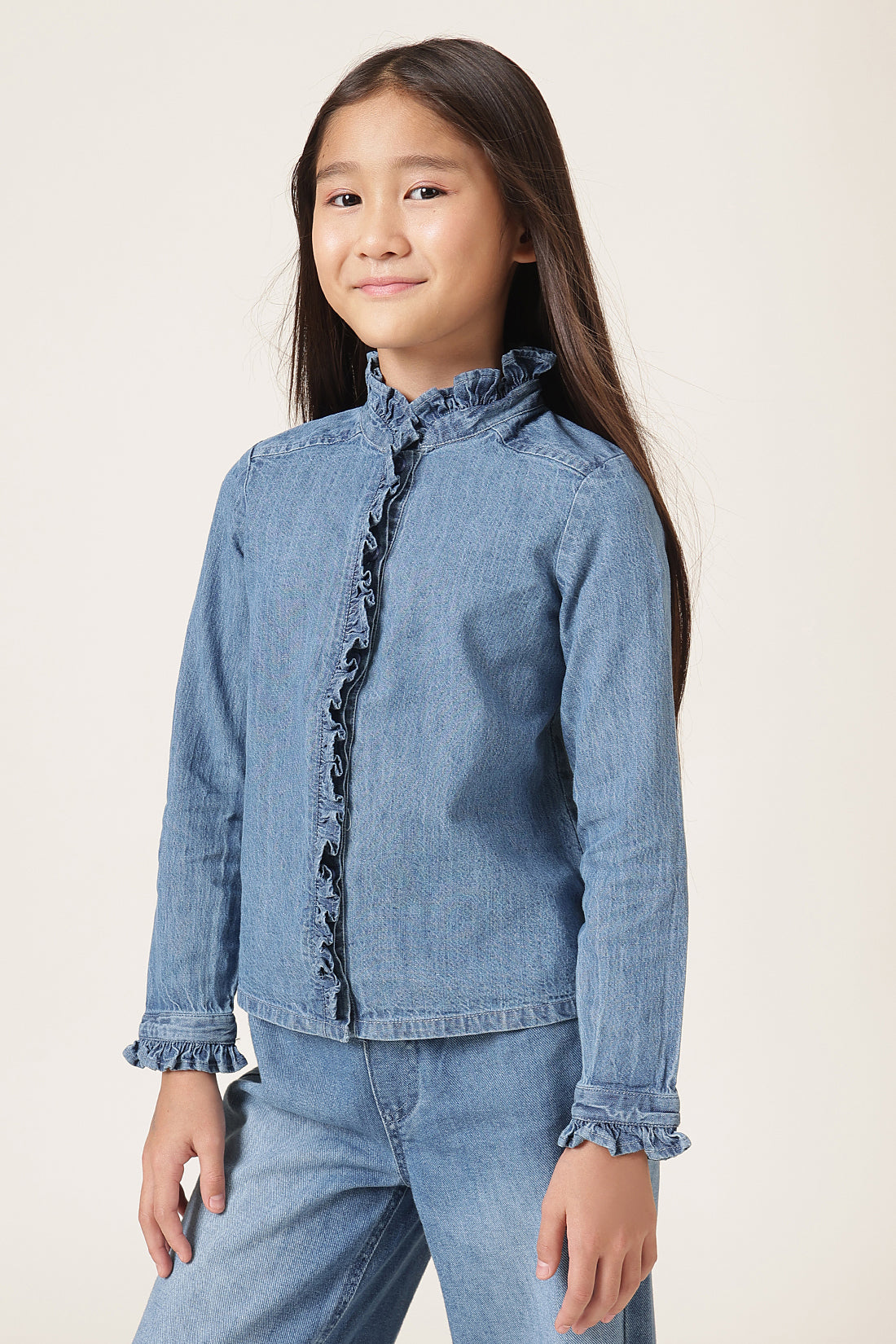 Girls Blue Full Sleeve Denim Shirt
