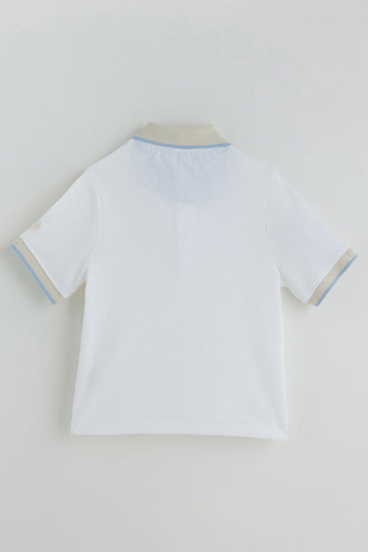 Kids Boys White Regular Short Sleeve Solid T-Shirt By One Friday