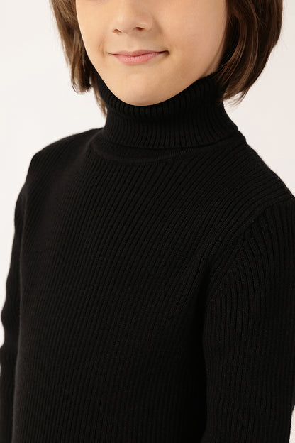 Boys Black Turtle Neck Jumper