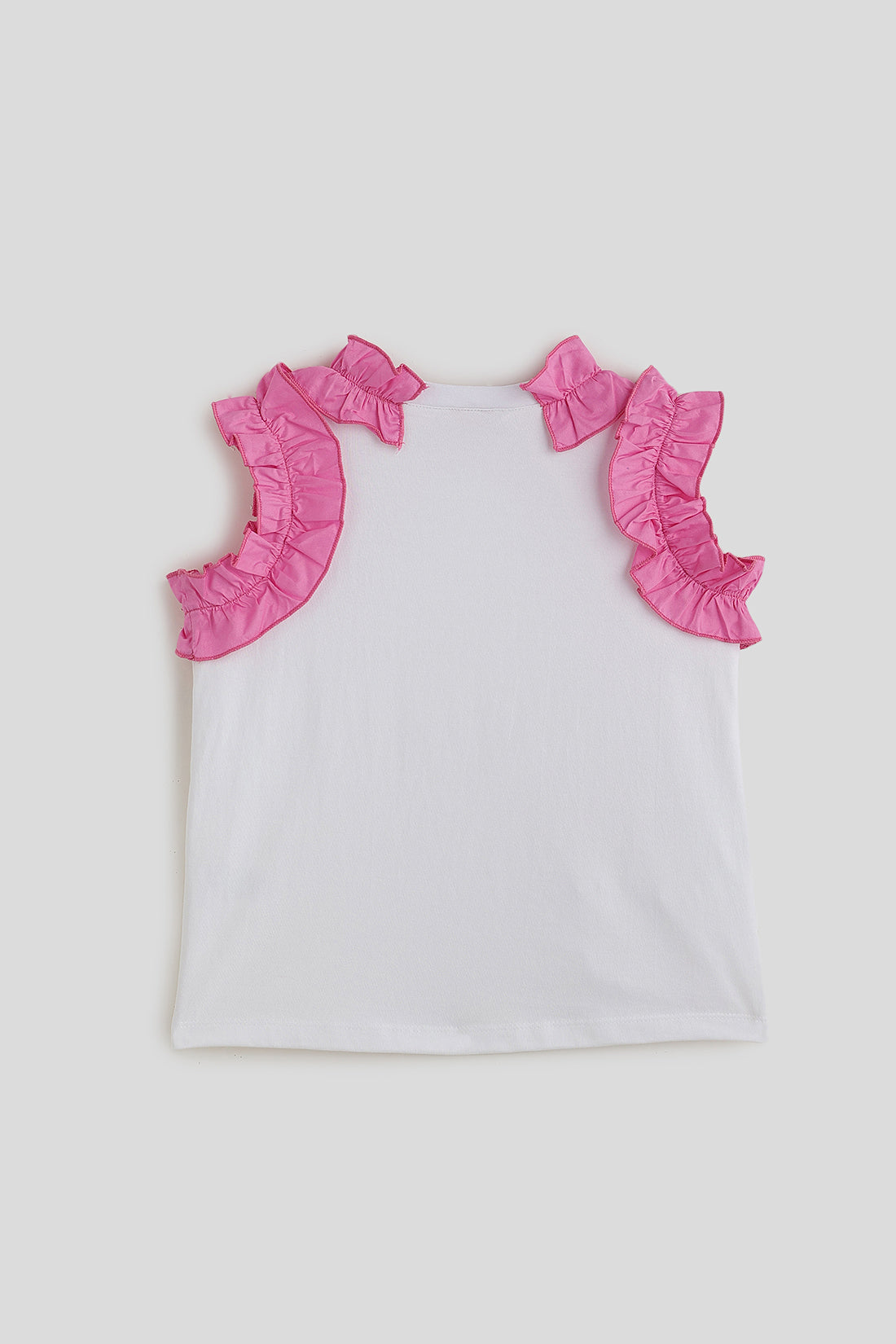 Girls White Regular Fit Sleeveless Solid Tops / One Friday