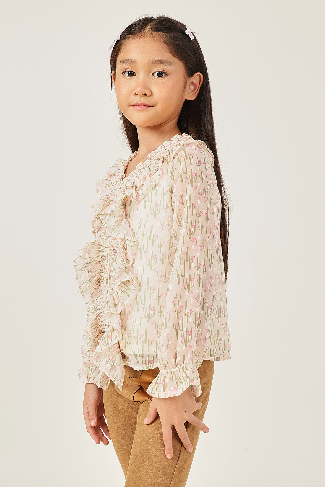 Girls Multicolor Abstract Print Woven Top