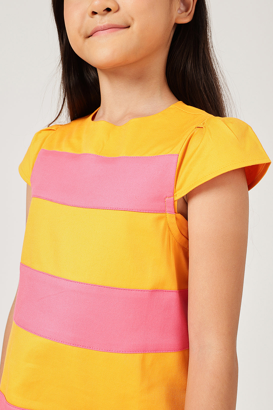 Girls Orange Striped Dress