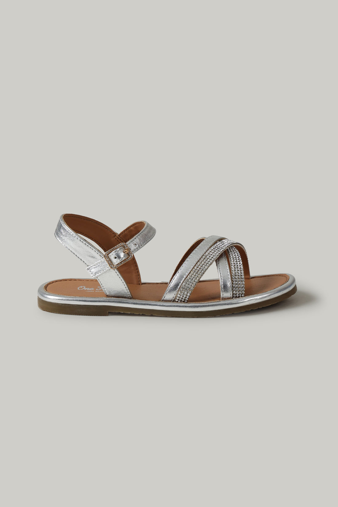 One Friday Girls Silver Solid Sandal