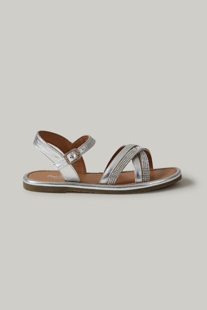 One Friday Girls Silver Solid Sandal