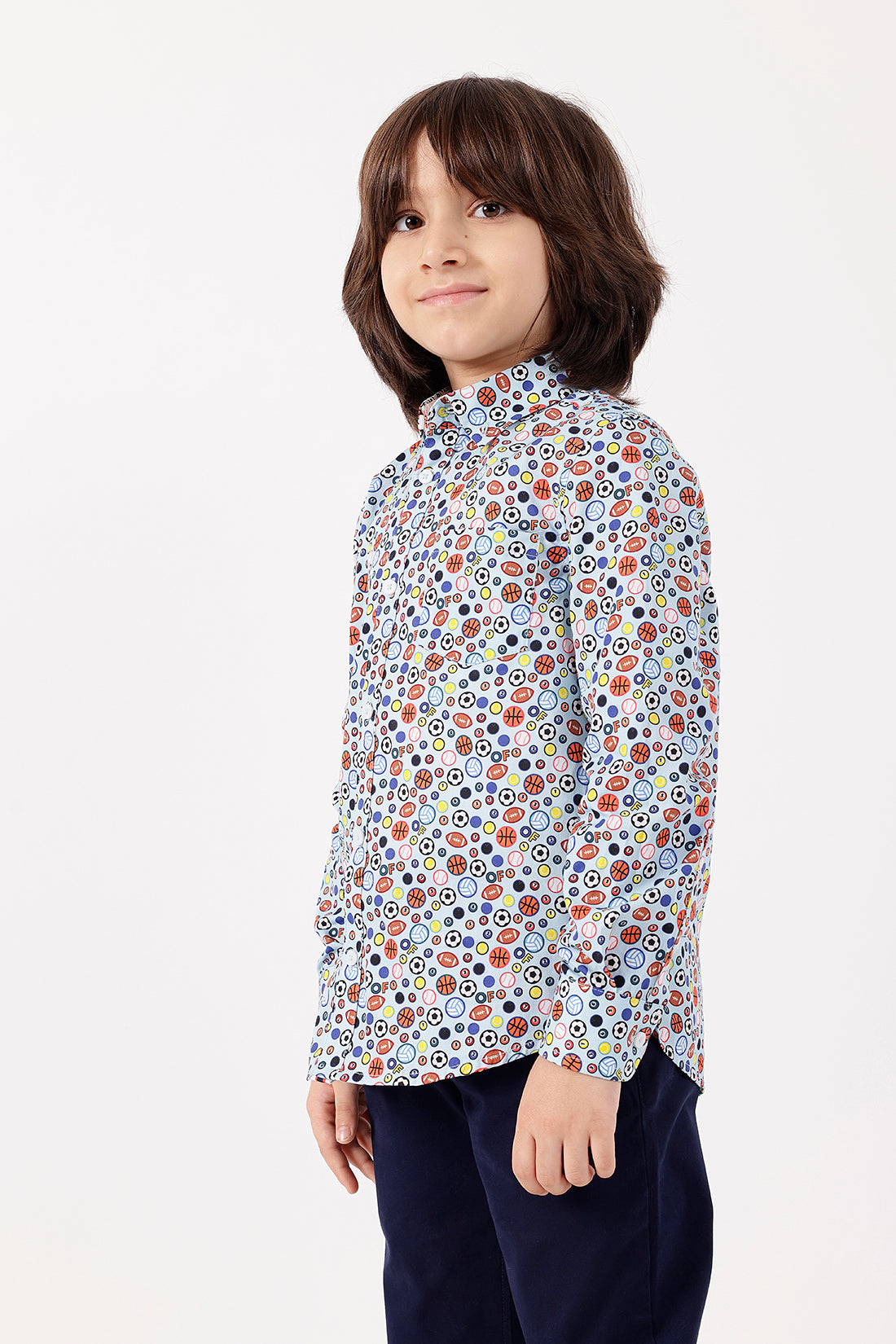 Boys Multicolor Printed Cotton Shirt