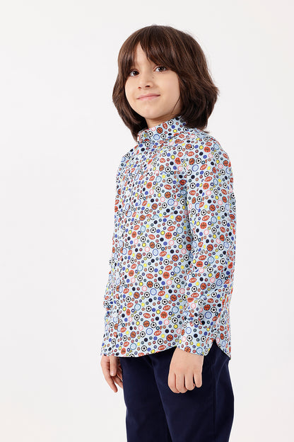 Boys Multicolor Printed Cotton Shirt