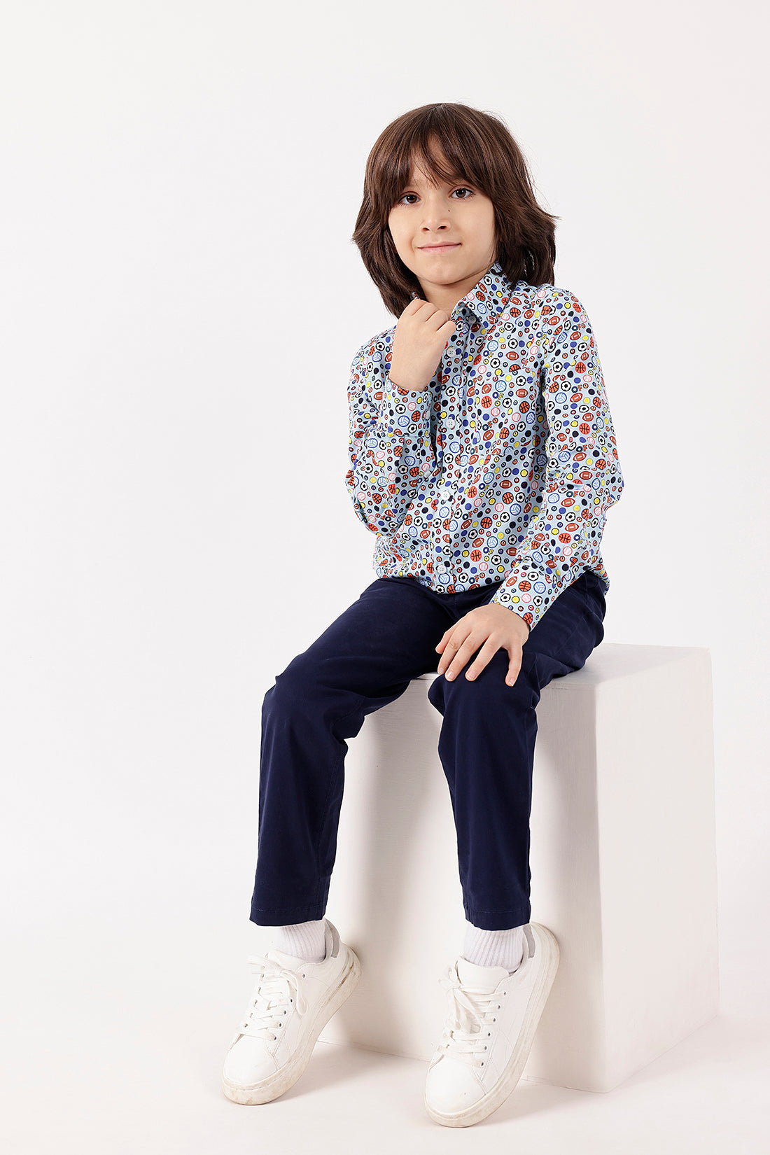 Boys Multicolor Printed Cotton Shirt