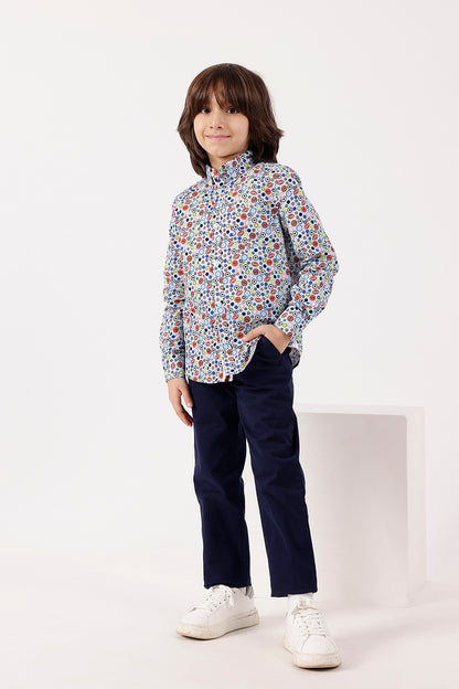 Boys Multicolor Printed Cotton Shirt