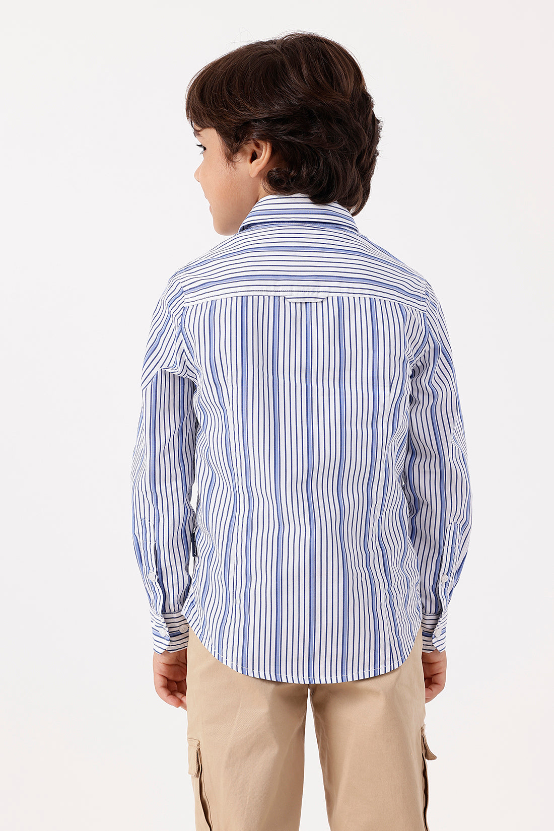 Boys Striped Cotton Shirt with Full Sleeves