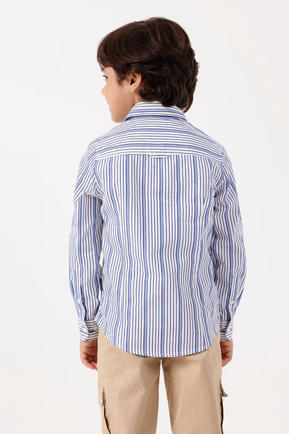 Boys Striped Cotton Shirt with Full Sleeves