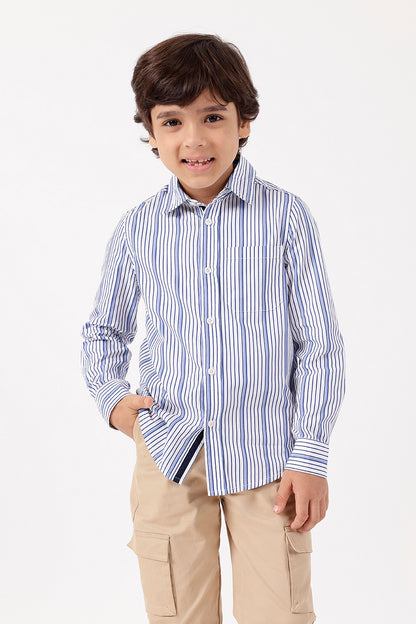 Boys Striped Cotton Shirt with Full Sleeves