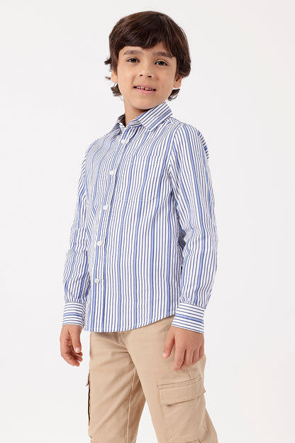 Boys Striped Cotton Shirt with Full Sleeves