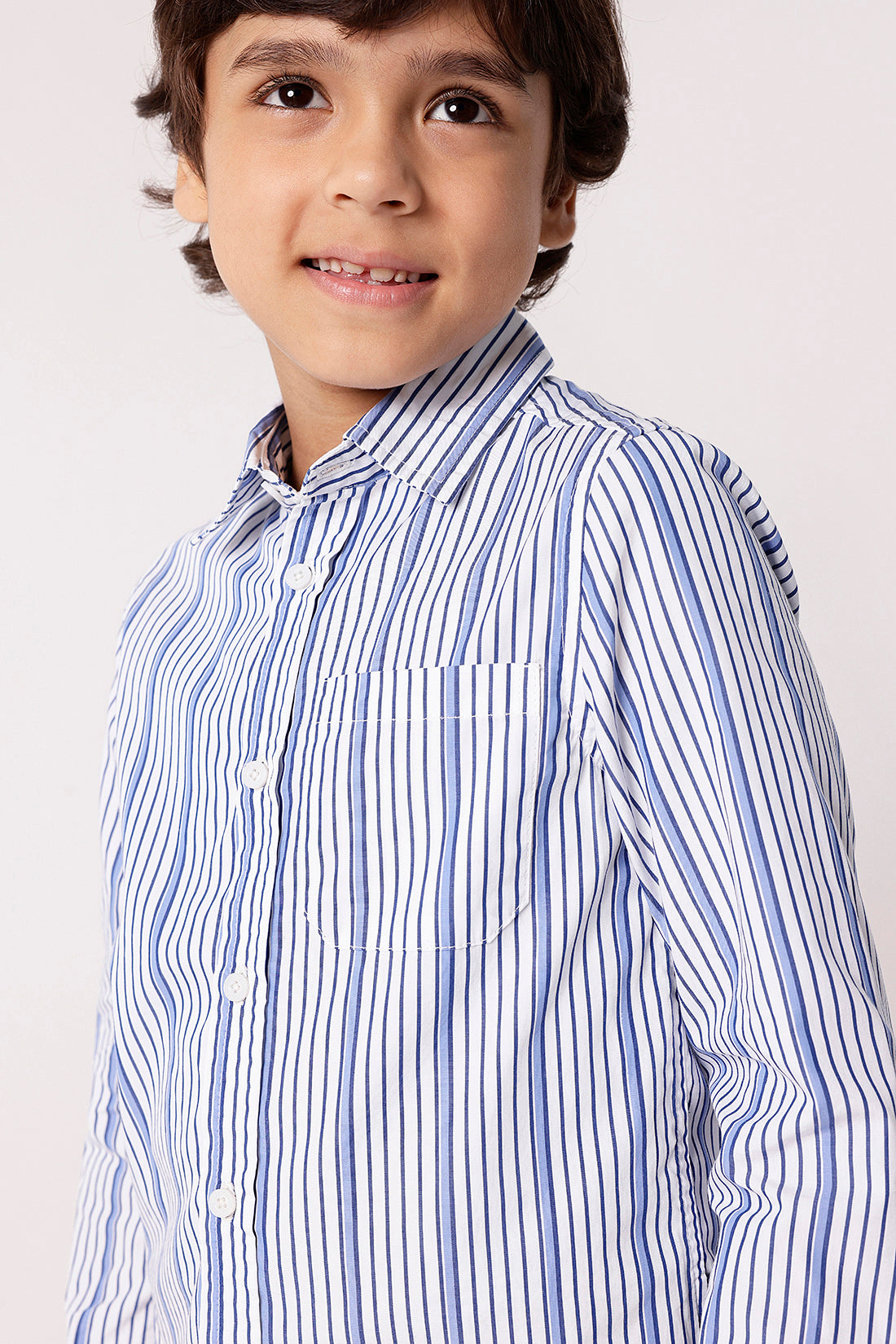 Boys Striped Cotton Shirt with Full Sleeves