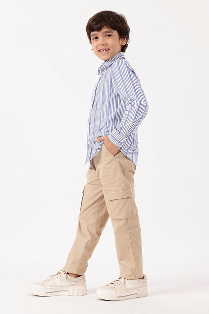 Boys Striped Cotton Shirt with Full Sleeves