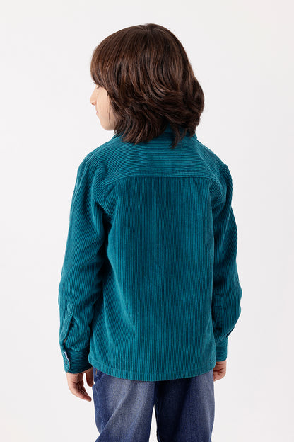 Boys Teal Corduroy Oversized Shirt