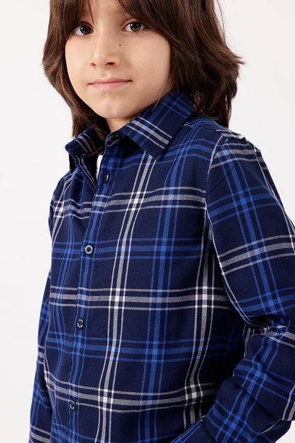 Boys Blue Checked Shirt