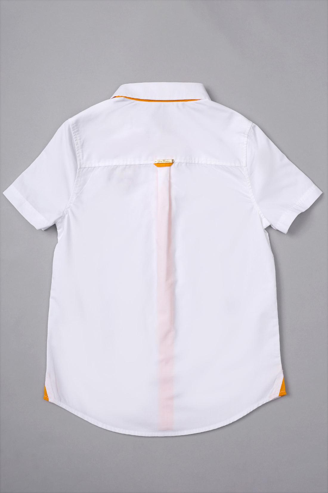 One Friday Kids Boys White Cotton Shirt with Anime Embroidery - One Friday World