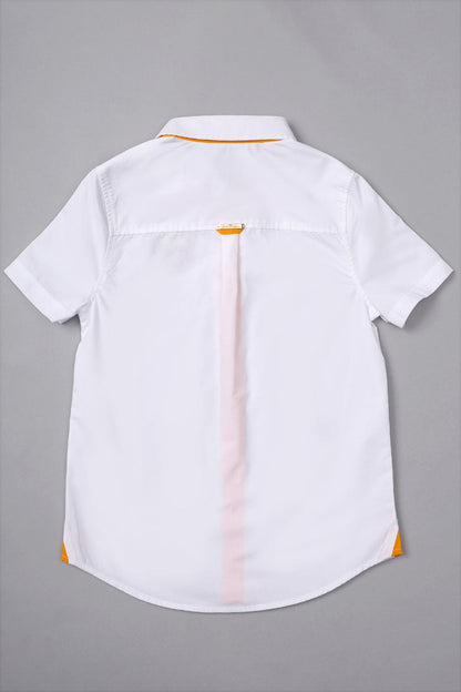 One Friday Kids Boys White Cotton Shirt with Anime Embroidery - One Friday World