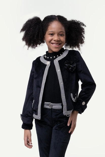 Girls Houndstooth Noir Jacket