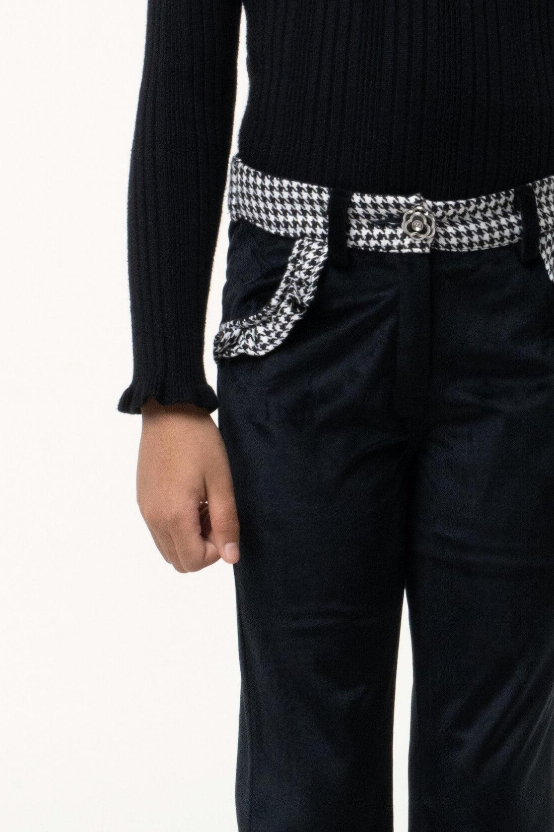 One Friday Houndstooth Noir Trousers