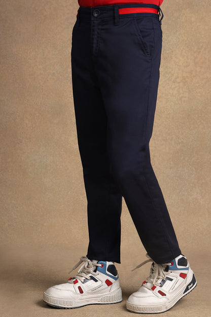 Boys Navy Blue Regular Fit Trouser