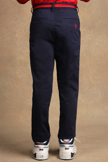 Boys Navy Blue Regular Fit Trouser