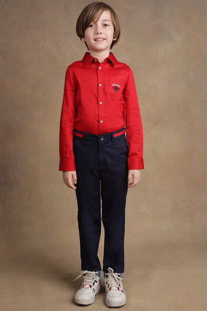 Boys Navy Blue Regular Fit Trouser