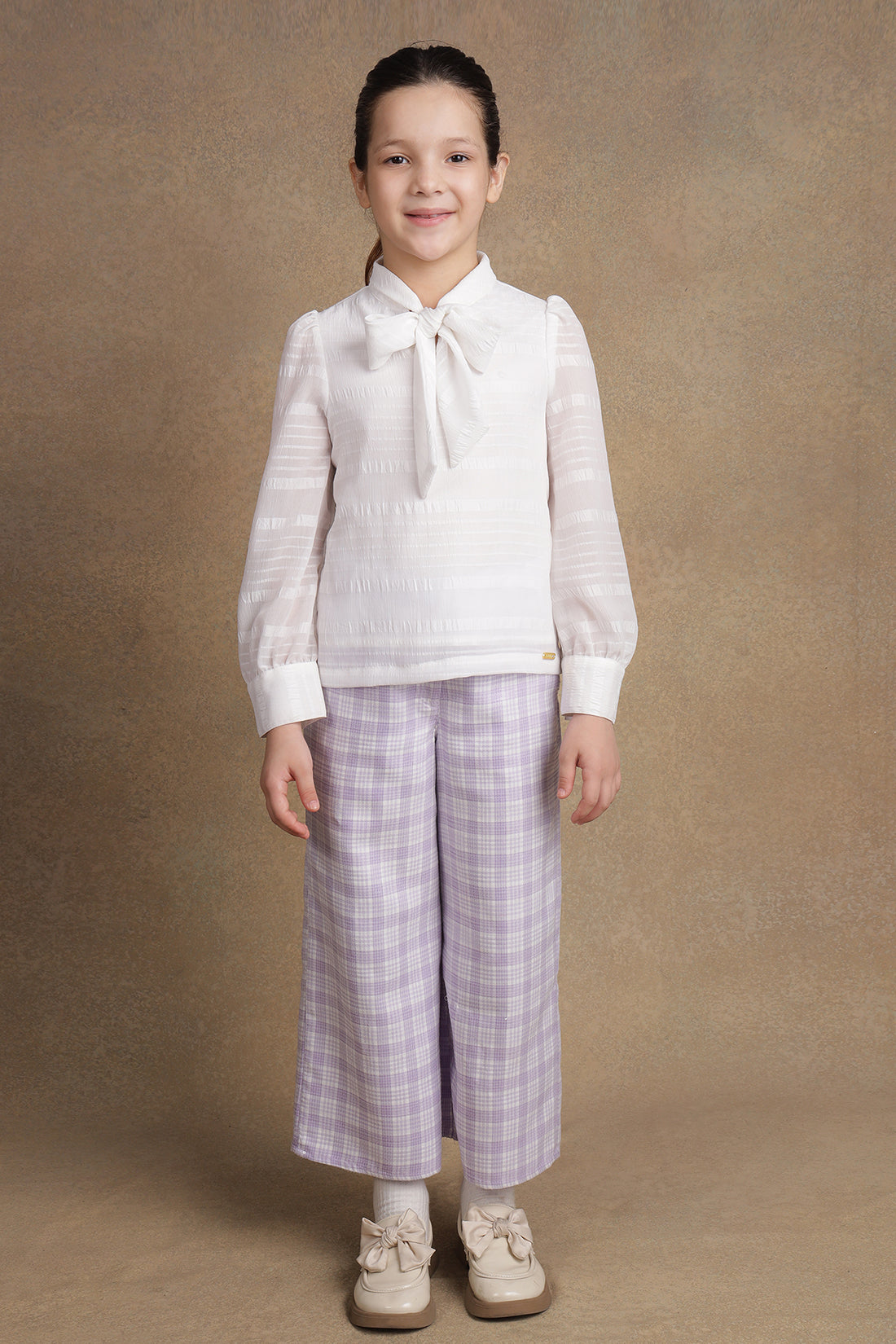 Girls Off White Seersucker Top