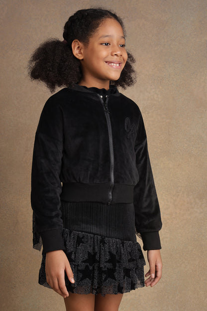 Girls Black Crop Jacket
