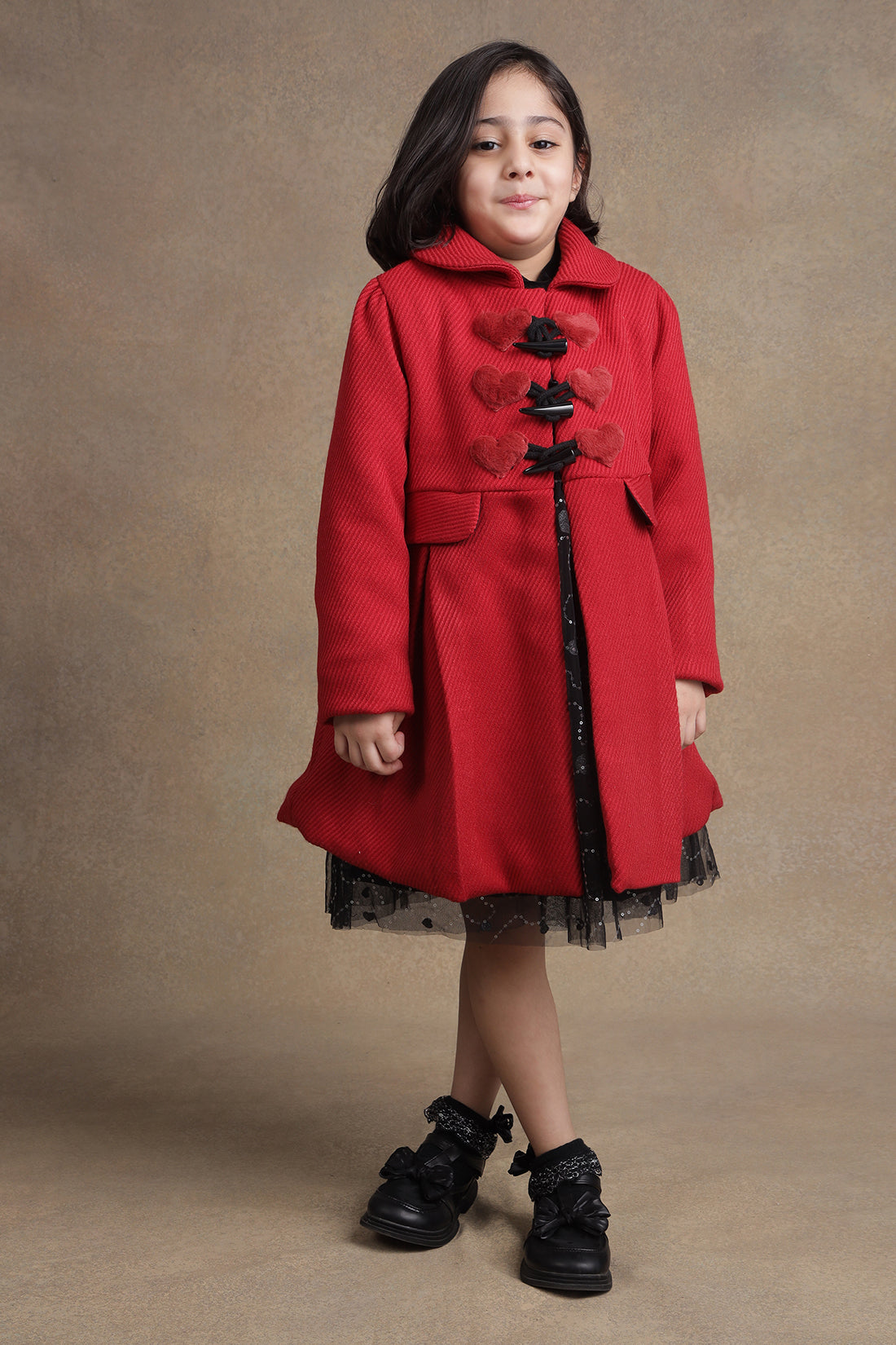 Kids Girls Cherry Red Overcoat One Friday World