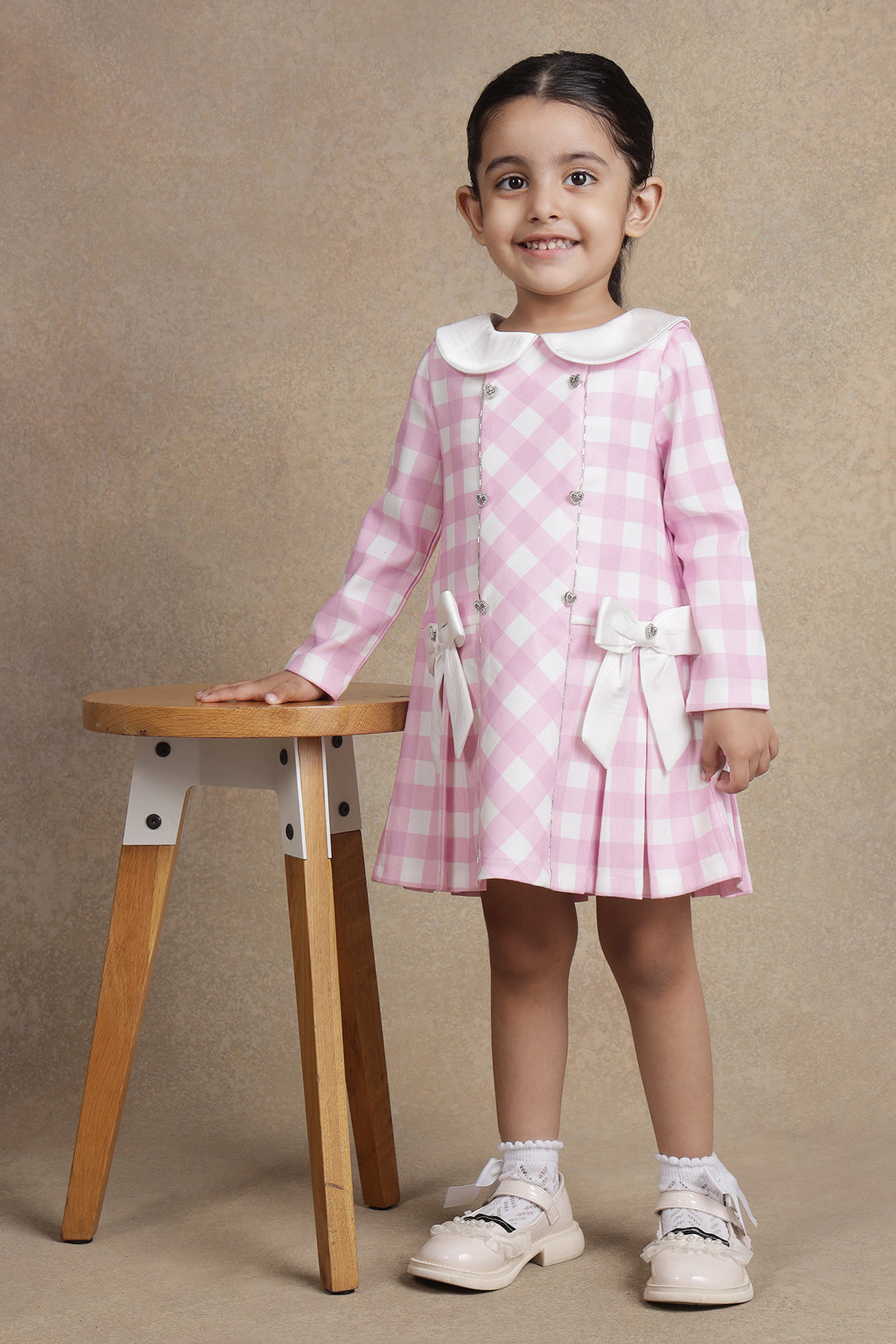Baby Girls Pink & White Check Dress