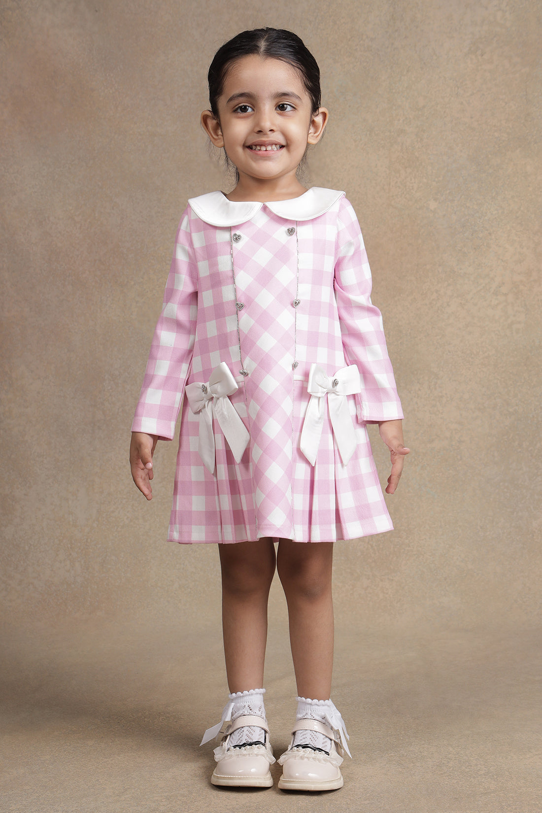Baby Girls Pink & White Check Dress