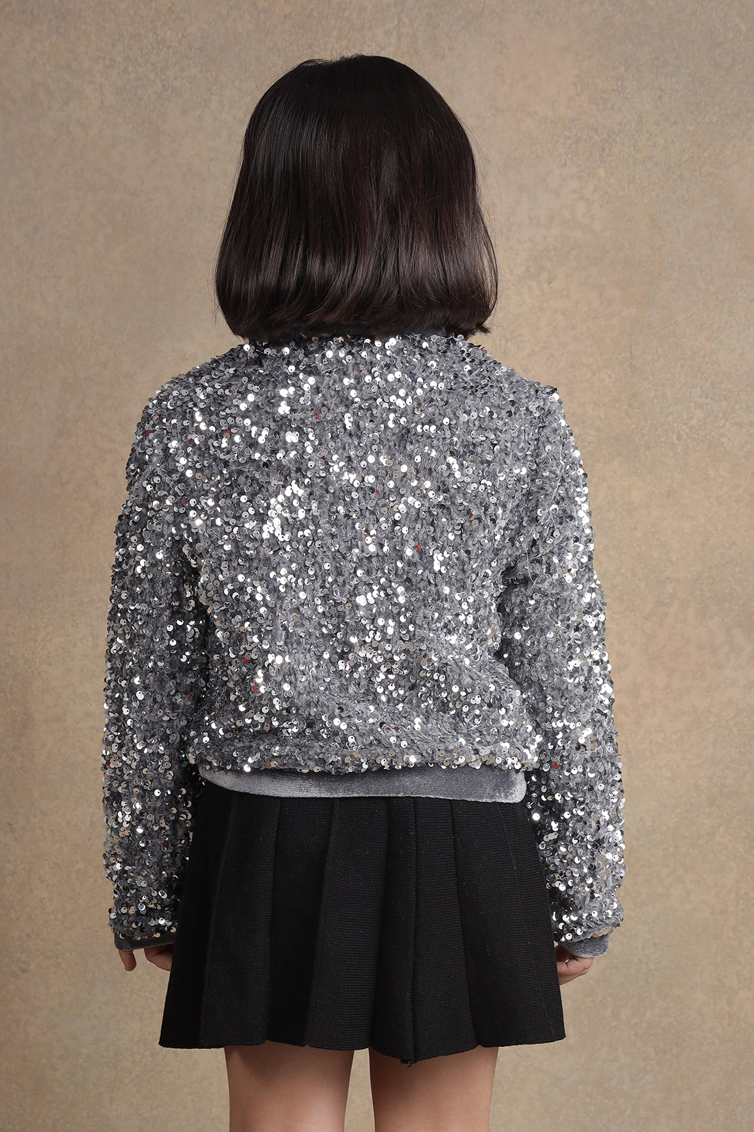 Kids Girls Grey Sequins Jacket