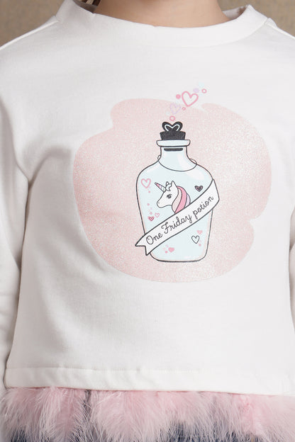 One Friday Kids Girls Off White Solid Top