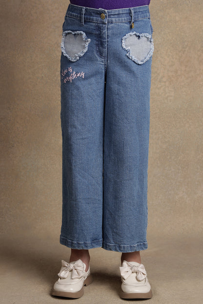 Girls Blue Denim Flared Jeans