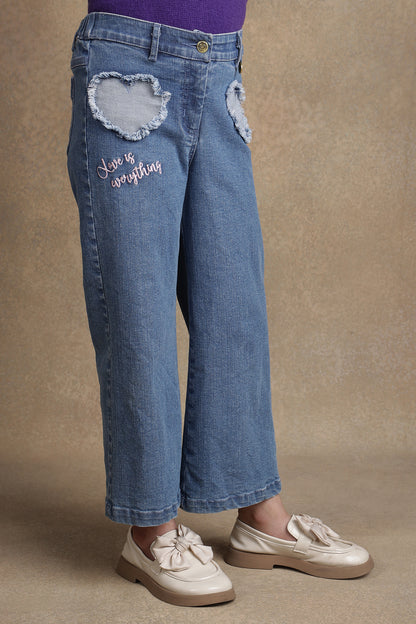 Girls Blue Denim Flared Jeans