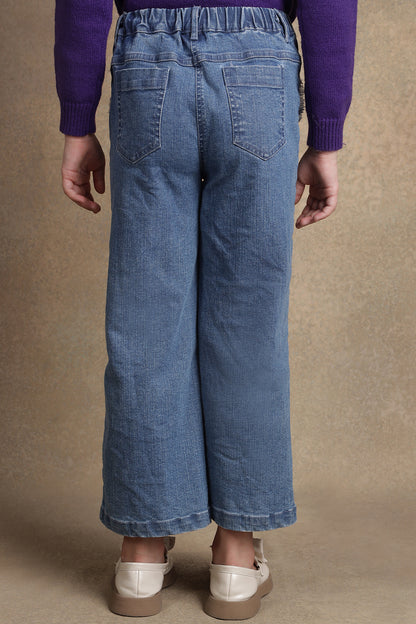 Girls Blue Denim Flared Jeans