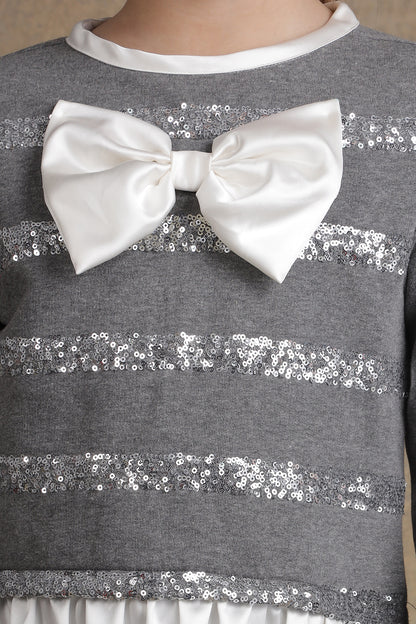 Girls Grey Stripes Top