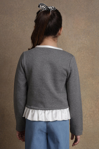 Girls Grey Stripes Top