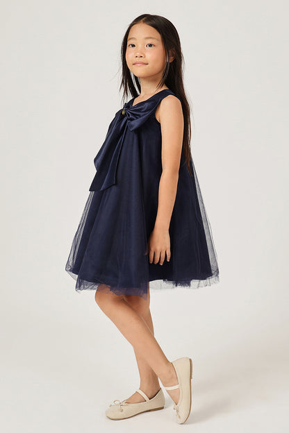 Girls Navy Blue Sleeveless Dress