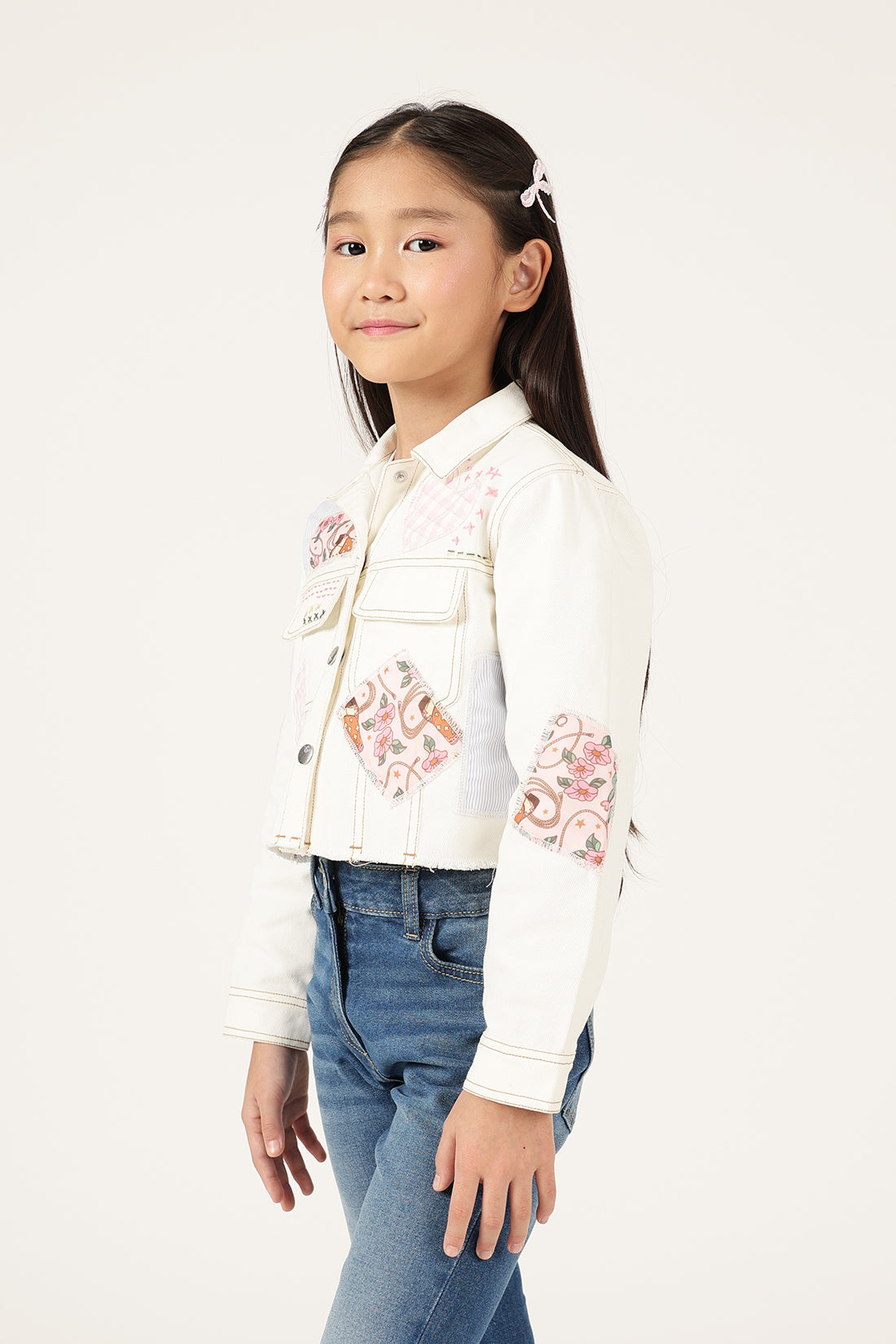 Girls Off White Abstract Drill Jacket