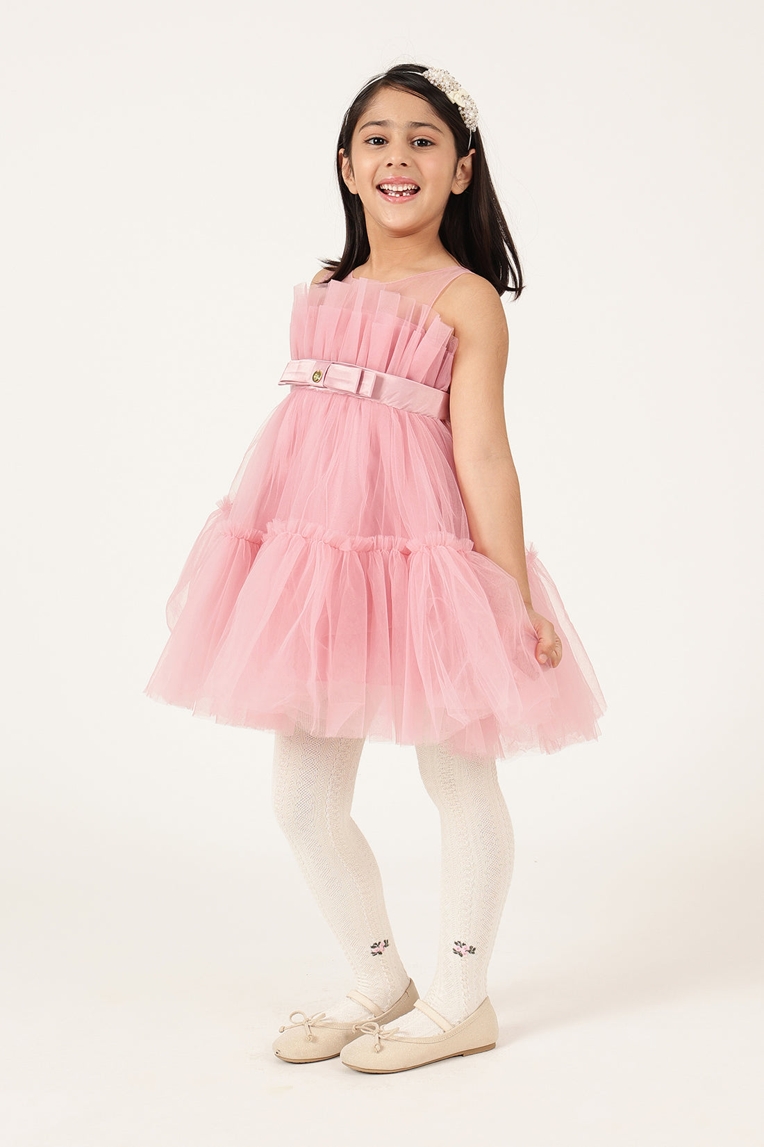 Girls Solid Sleeveless Zip Woven Dress