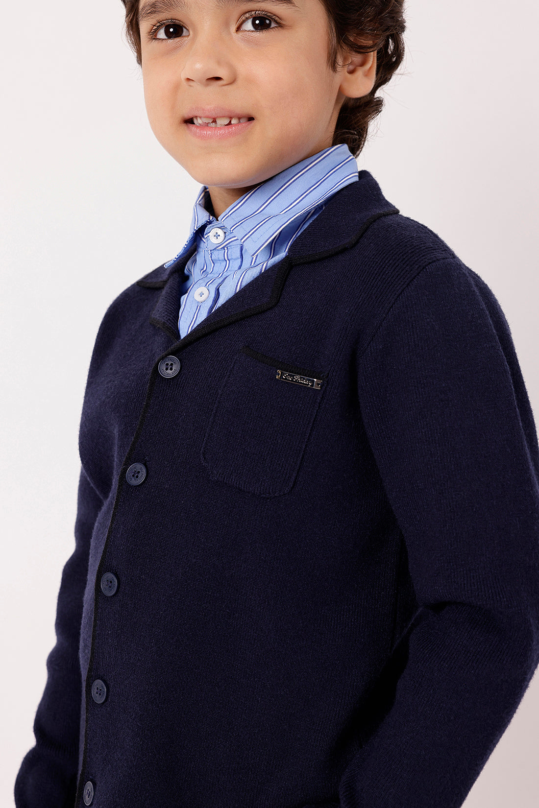 Boys Navy Blue Knit Cardigan One Friday
