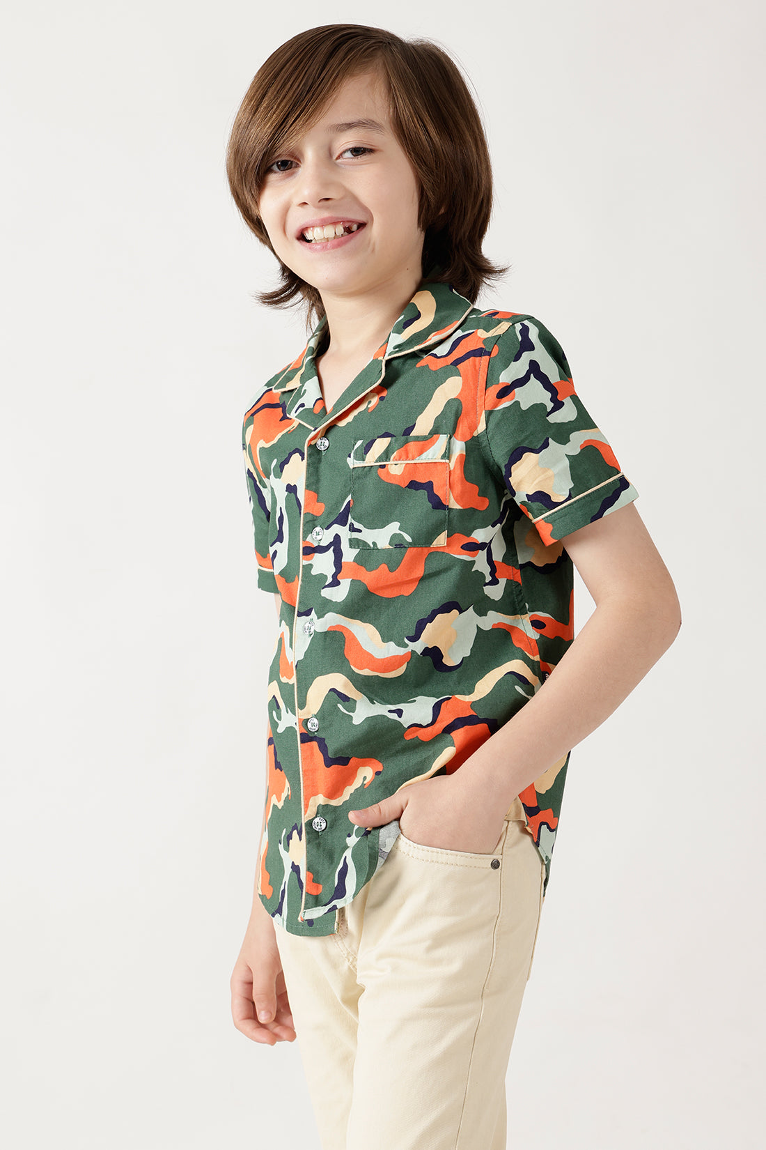 Boys Multi Color Loose Fit Half Sleeve Printed Shirts By One Friday