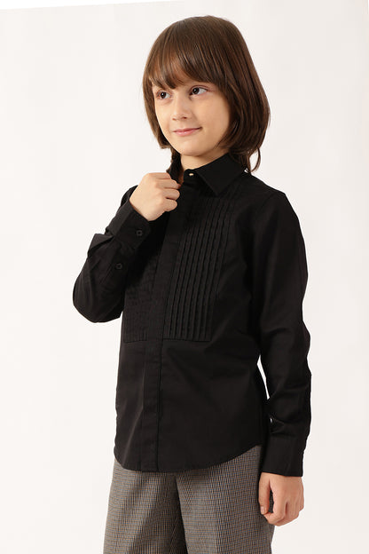 Boys Black Woven Full Sleeve Shirt