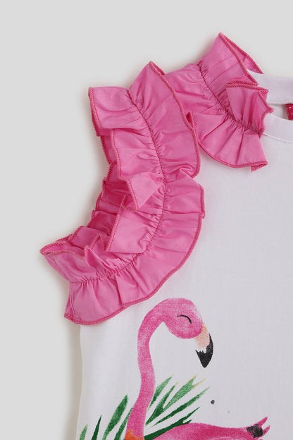 Girls White Regular Fit Sleeveless Solid Tops / One Friday